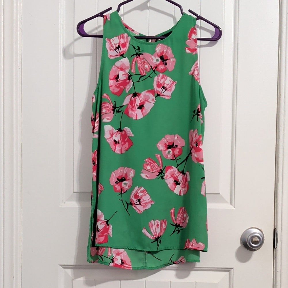 Who What Wear Green Floral Blouse